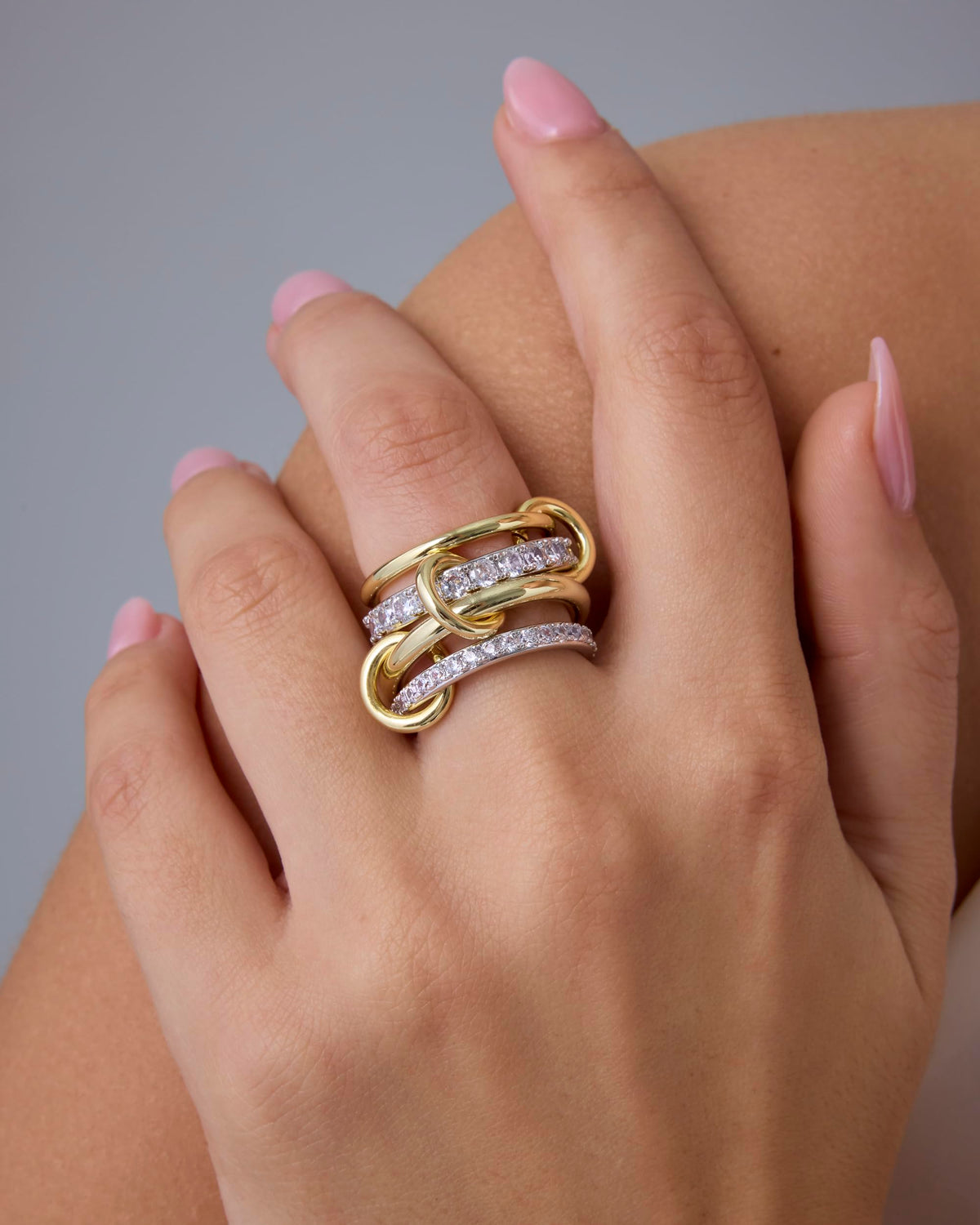 14K Gold-Plated Two-Tone Interlocking Ring