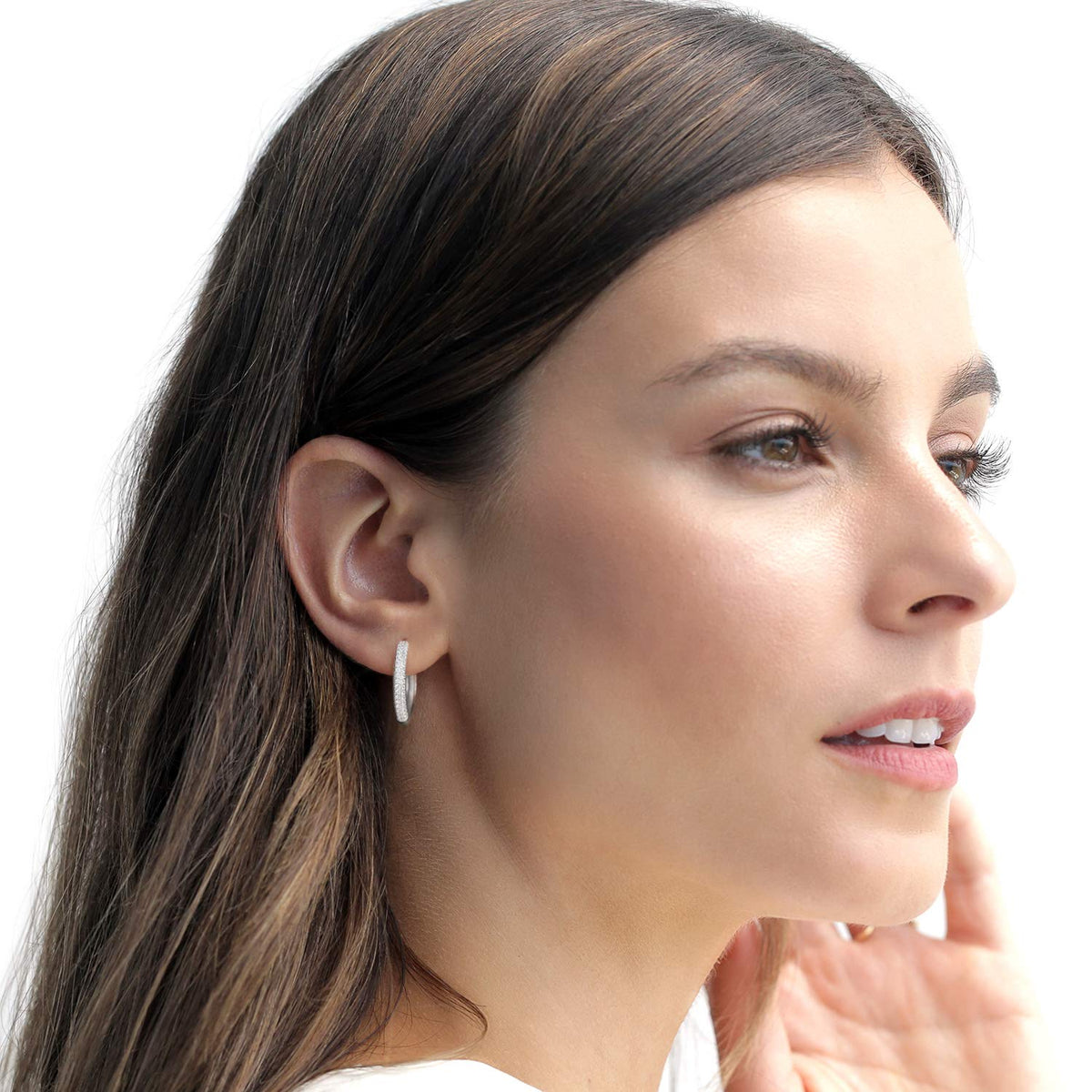 14K Gold-Plated CZ Hoop Earrings