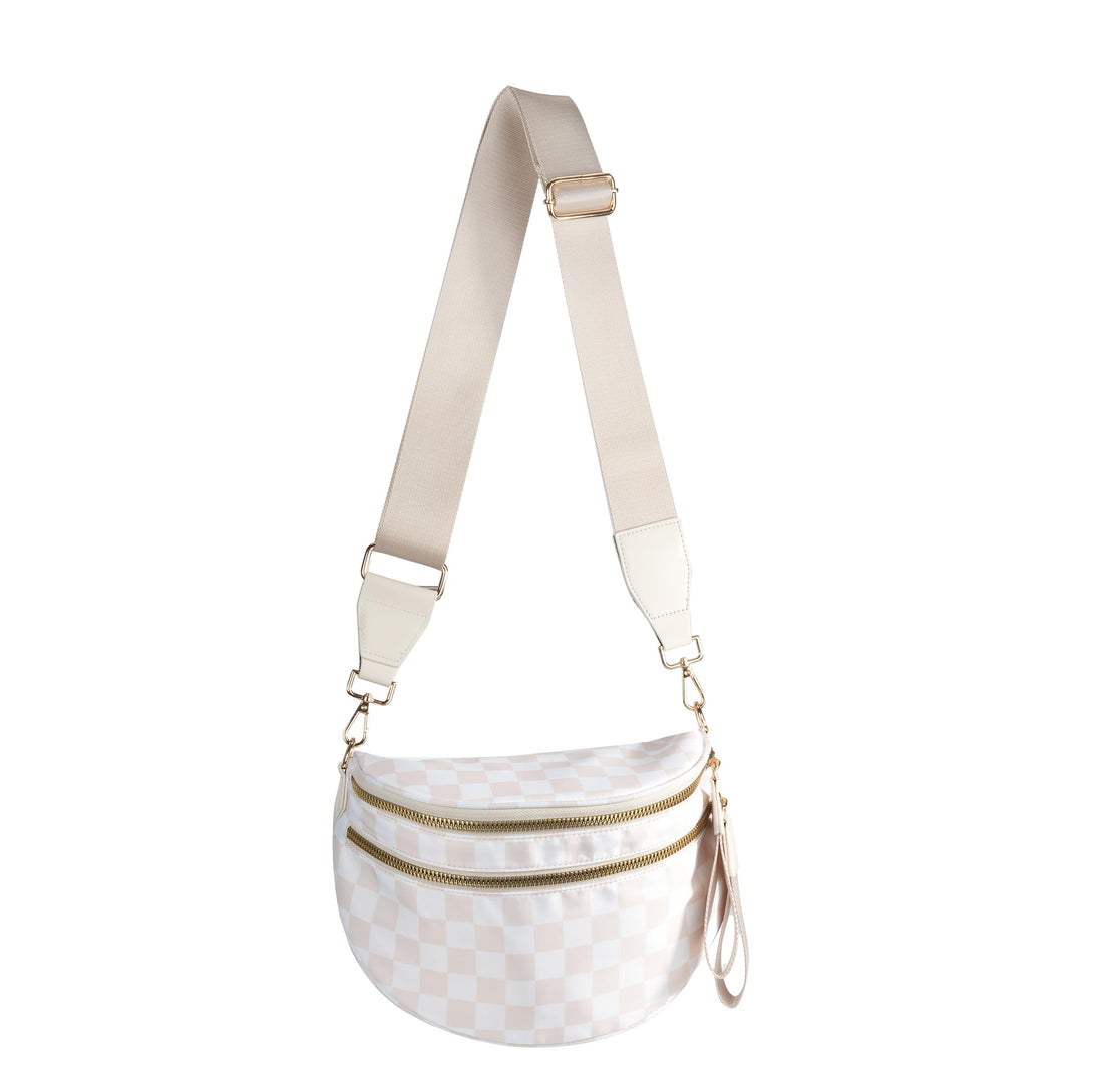 Checkered Nylon Crossbody Bag
