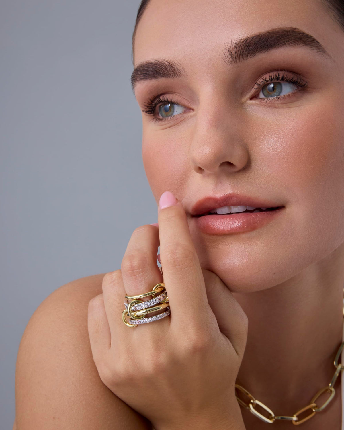 14K Gold-Plated Two-Tone Interlocking Ring