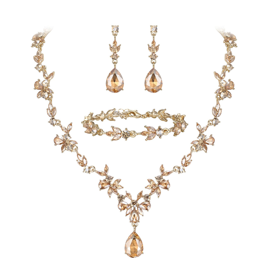 Crystal Teardrop Y-Necklace Set