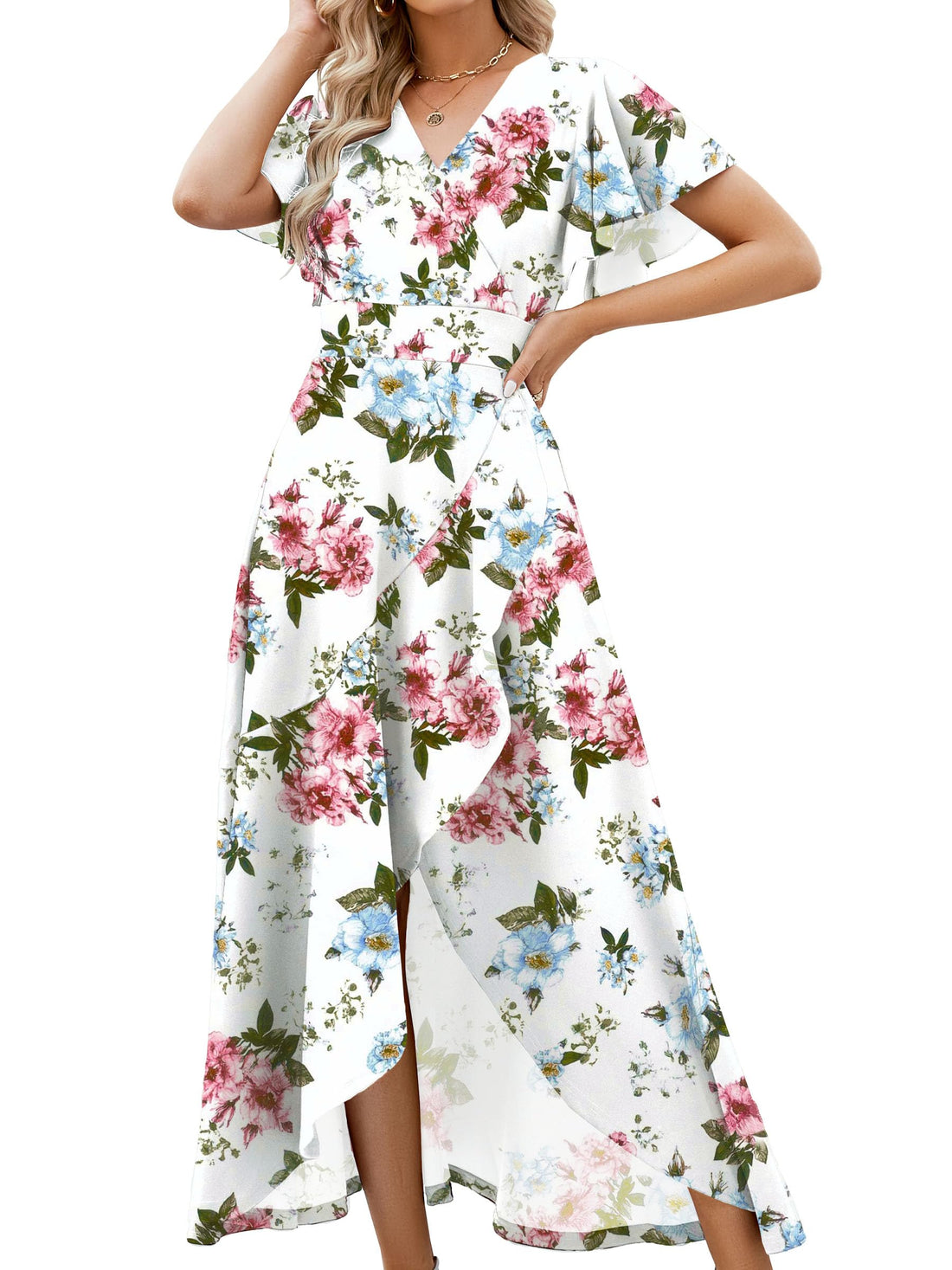Ruffle Wrap Maxi Gown