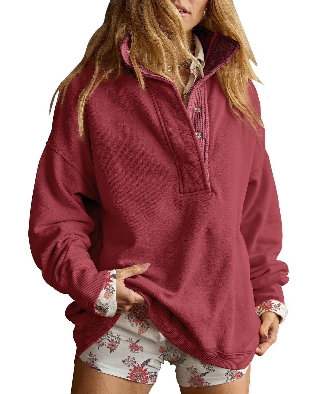 Oversized Henley Pullover