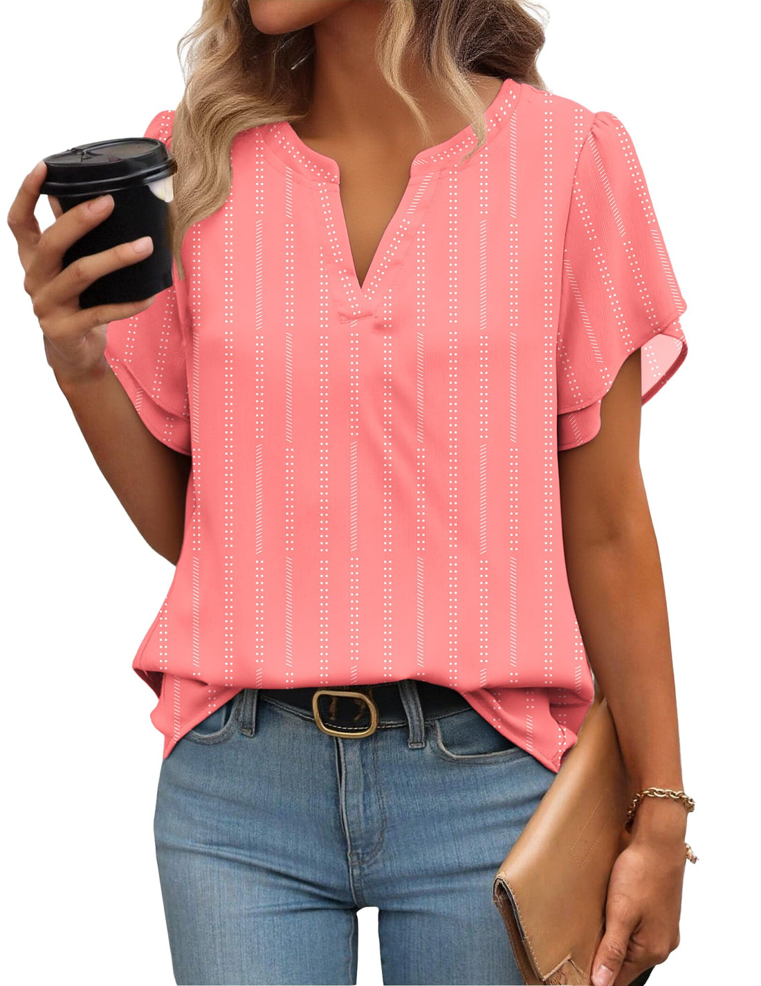 Striped V-Neck Blouse