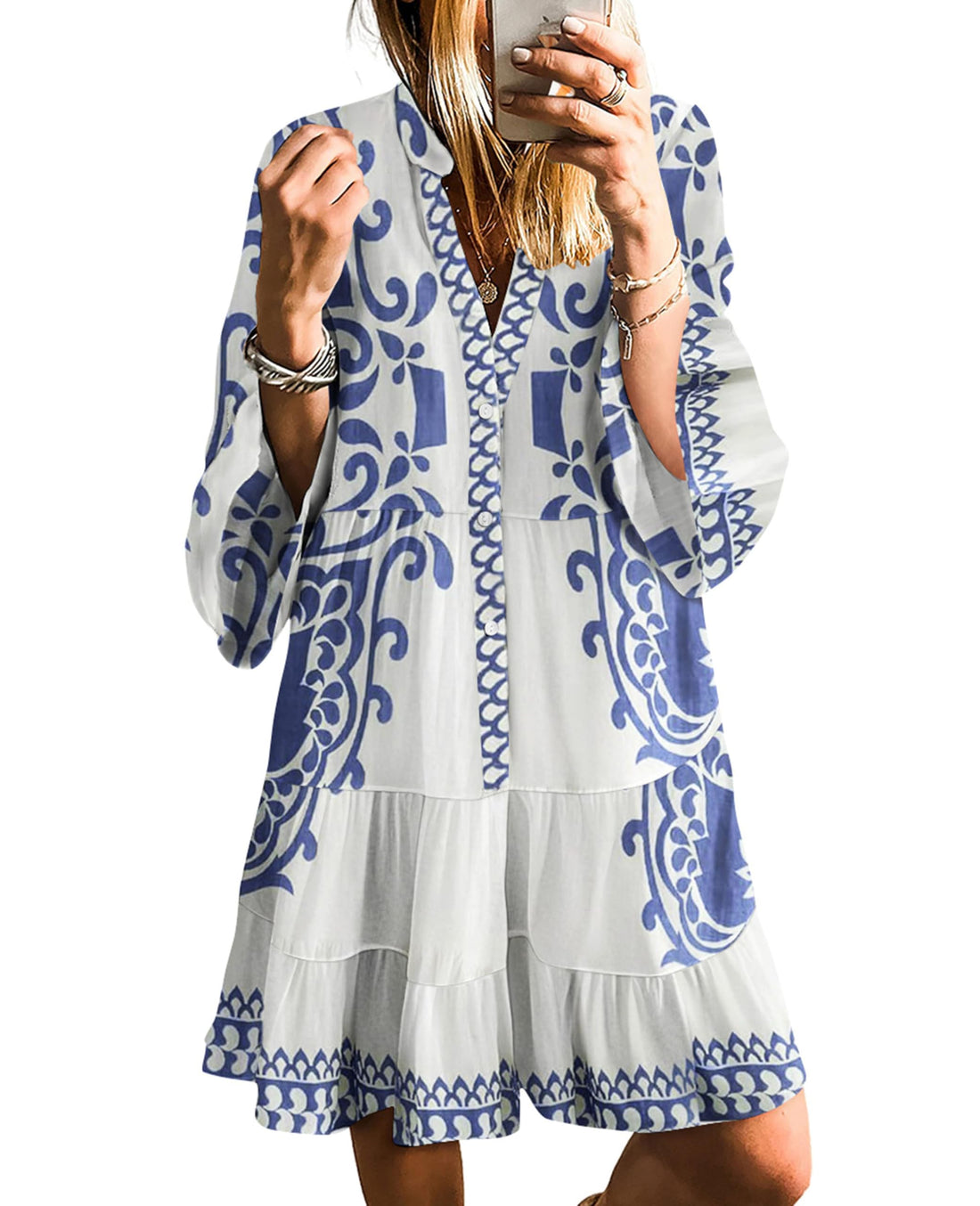 Boho Button Mini Dress