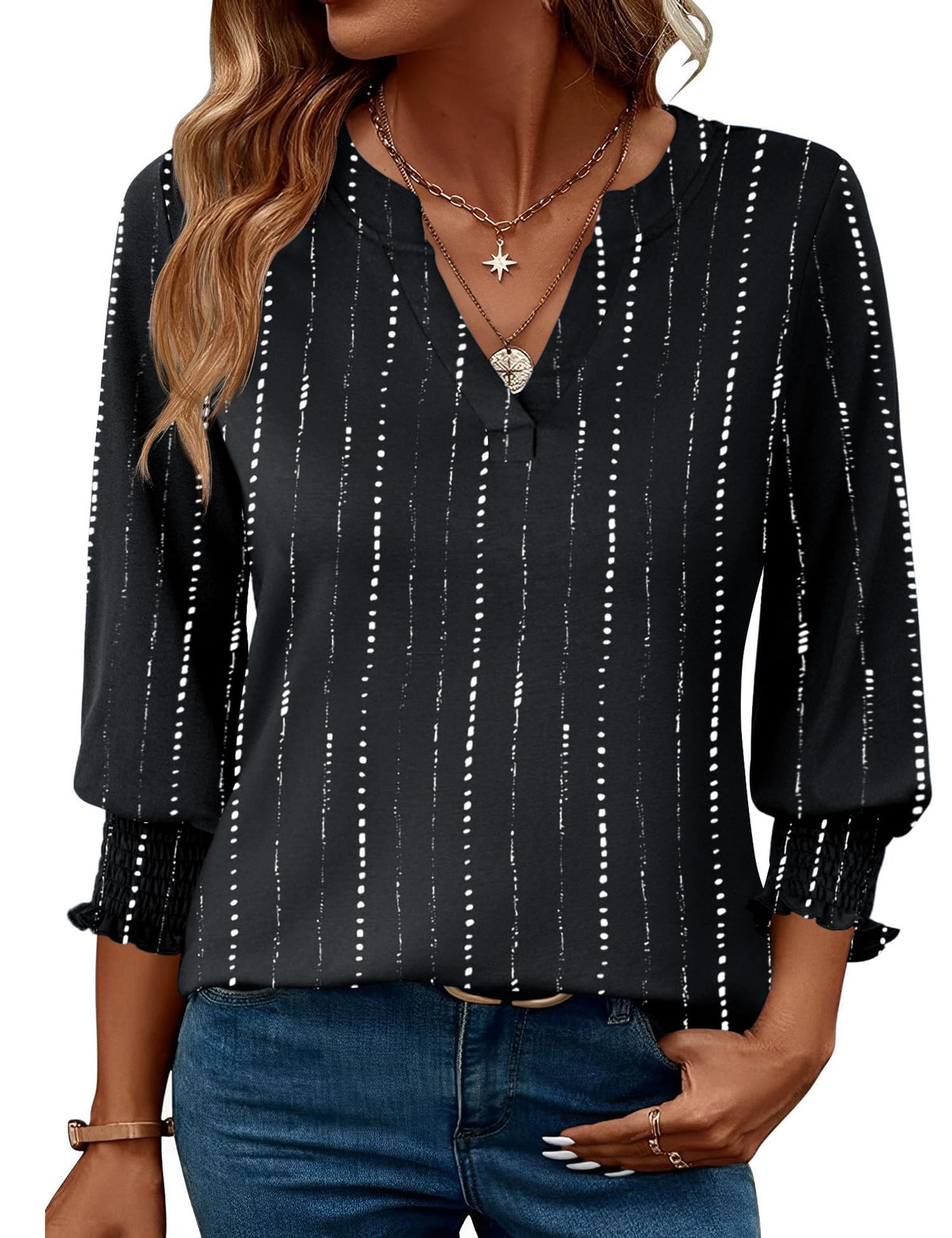 3/4 Sleeve Casual Blouse
