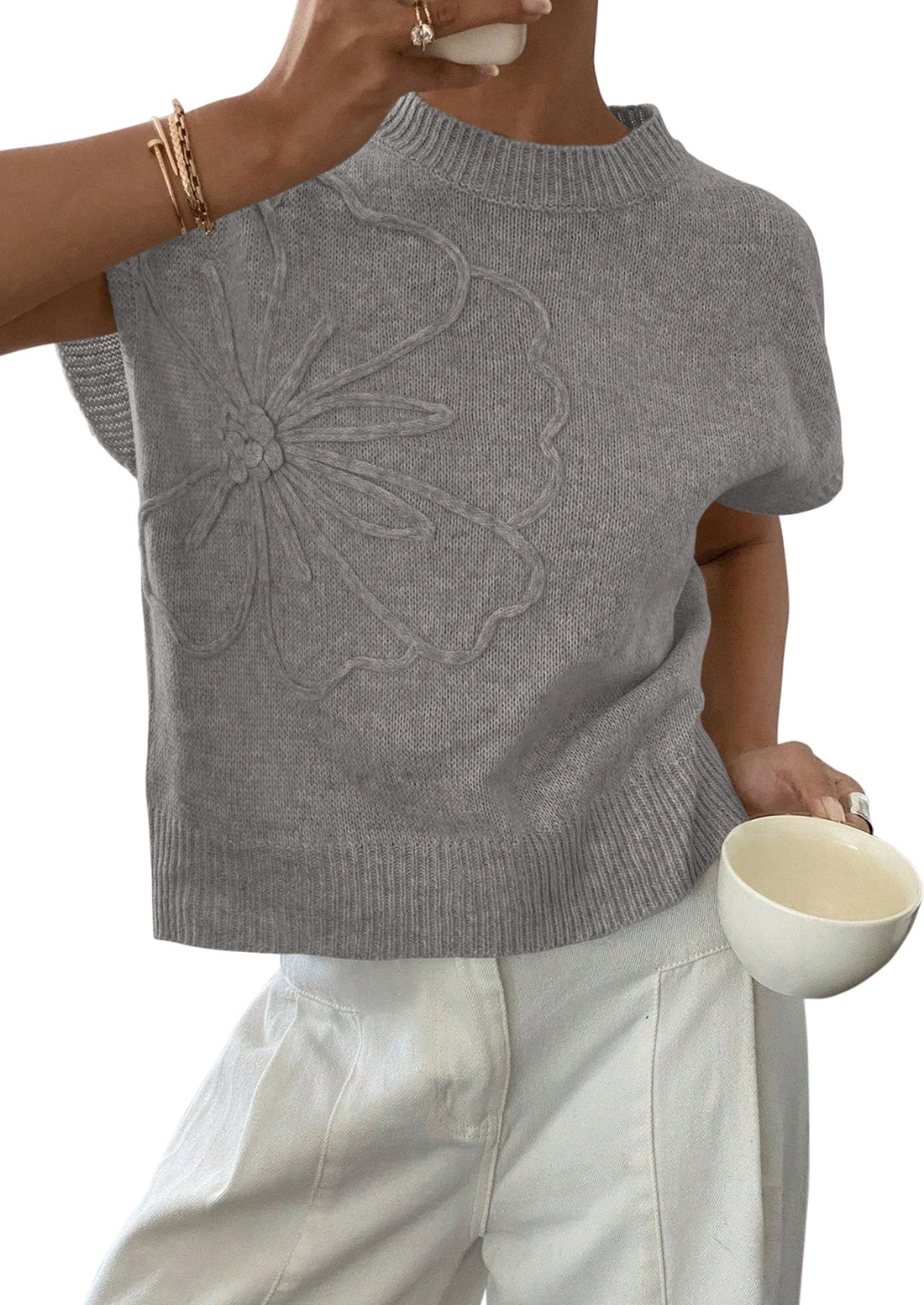 Floral Knit Sweater Vest