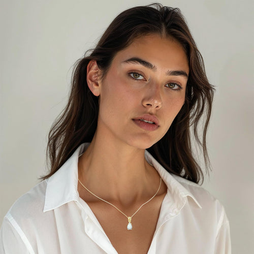 14K Gold-Plated Opal Teardrop Necklace