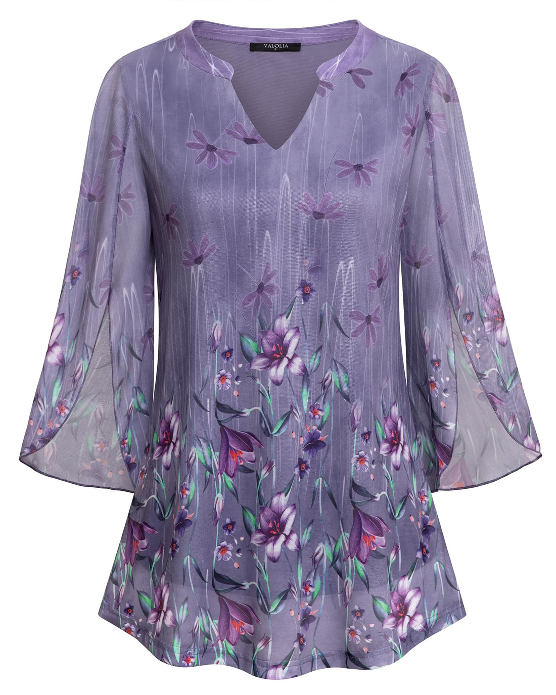 Floral Ruffle Mesh Blouse