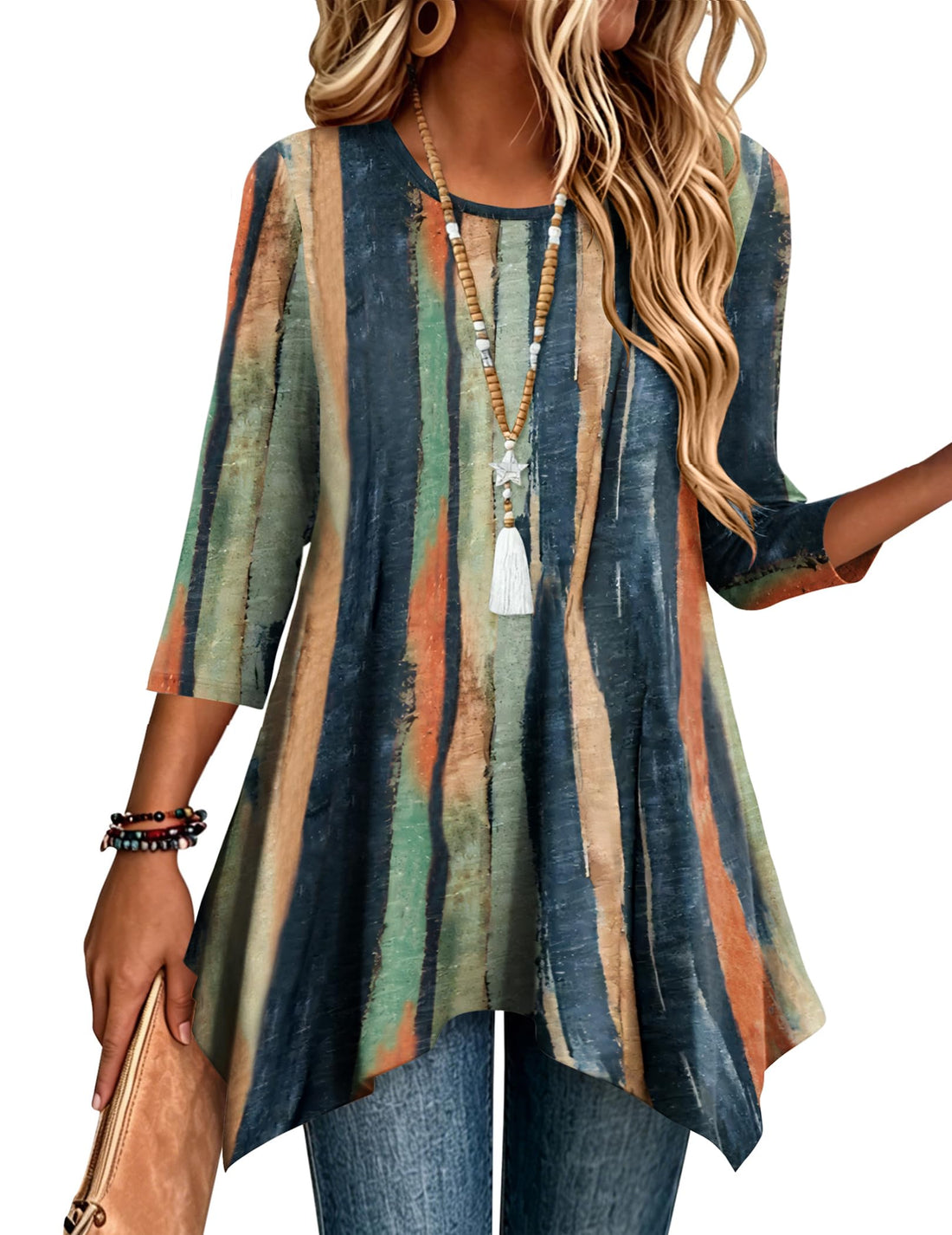 Boho Flowy Crew Neck Blouse