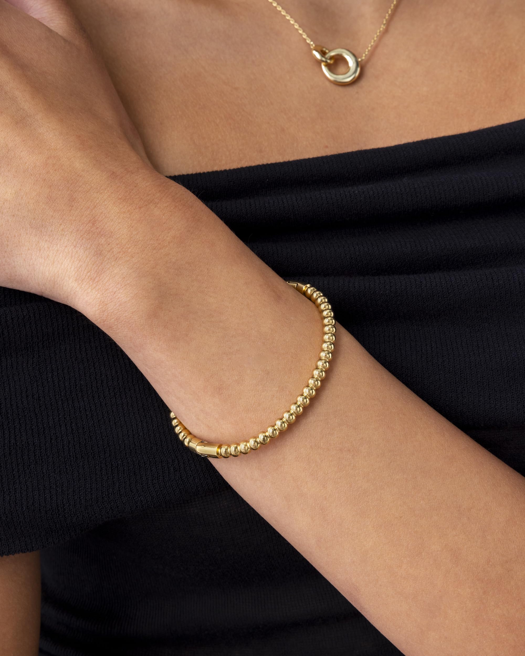 14K Gold-Plated Beaded Ball Bangle