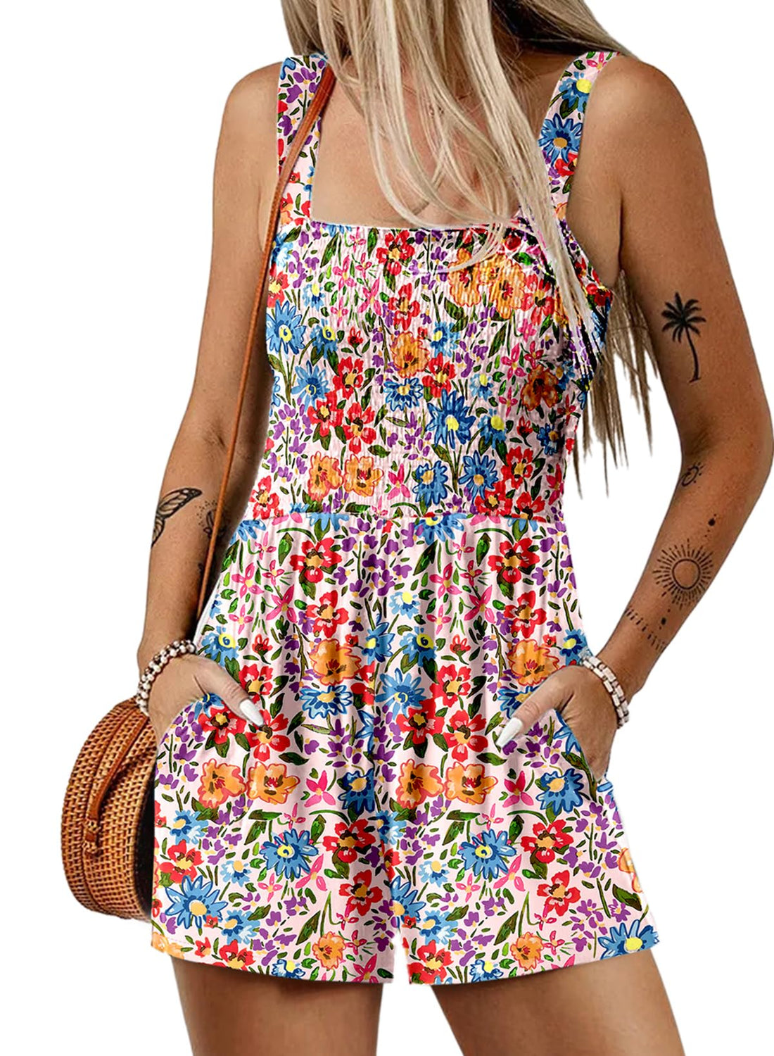 Printed Wide-Leg Romper