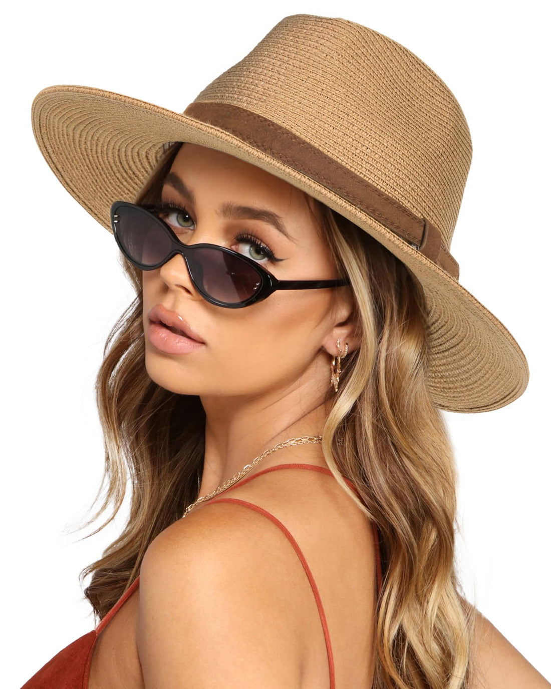 Wide-Brim Straw Panama Fedora