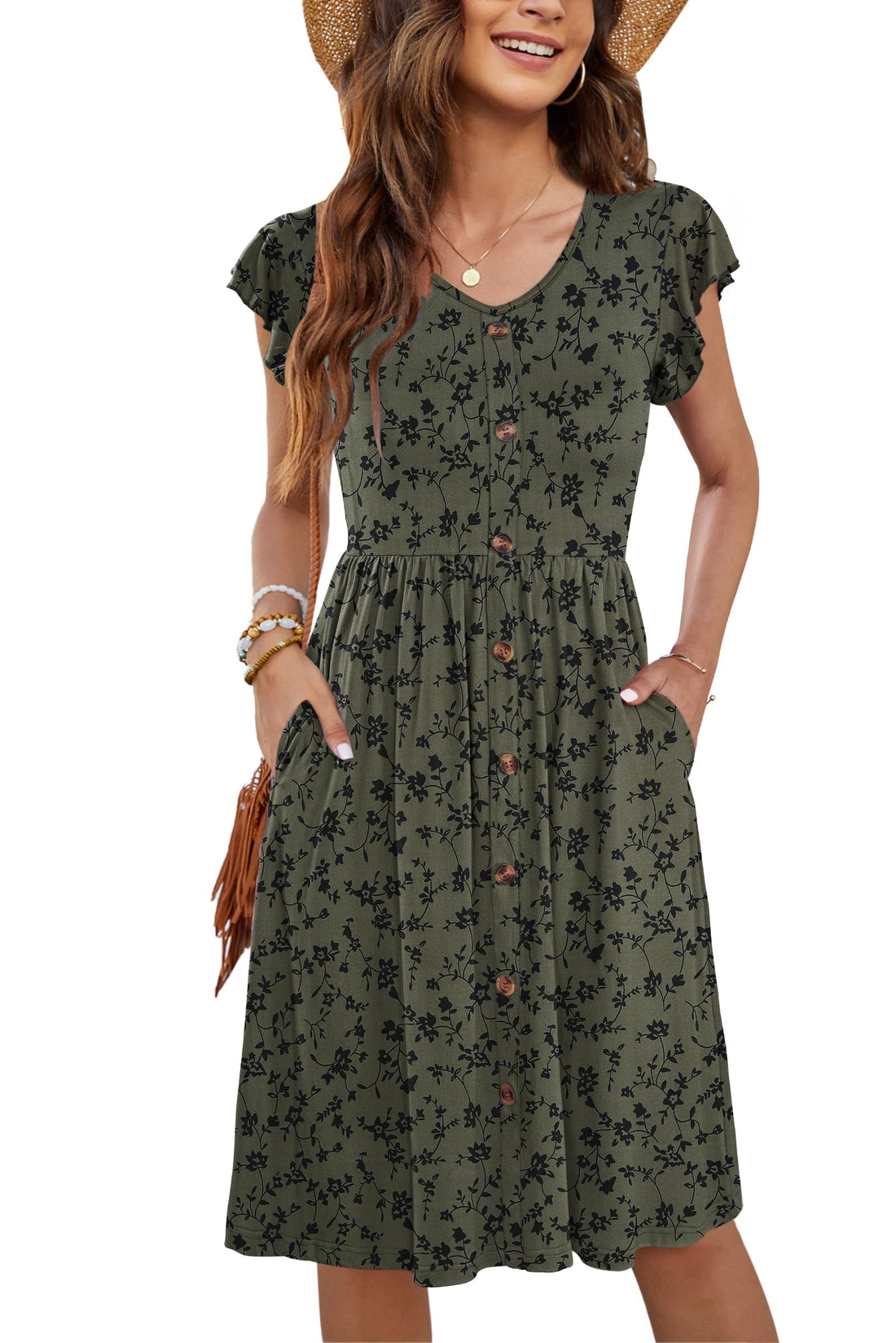 Ruffled Sleeve Floral Sundress