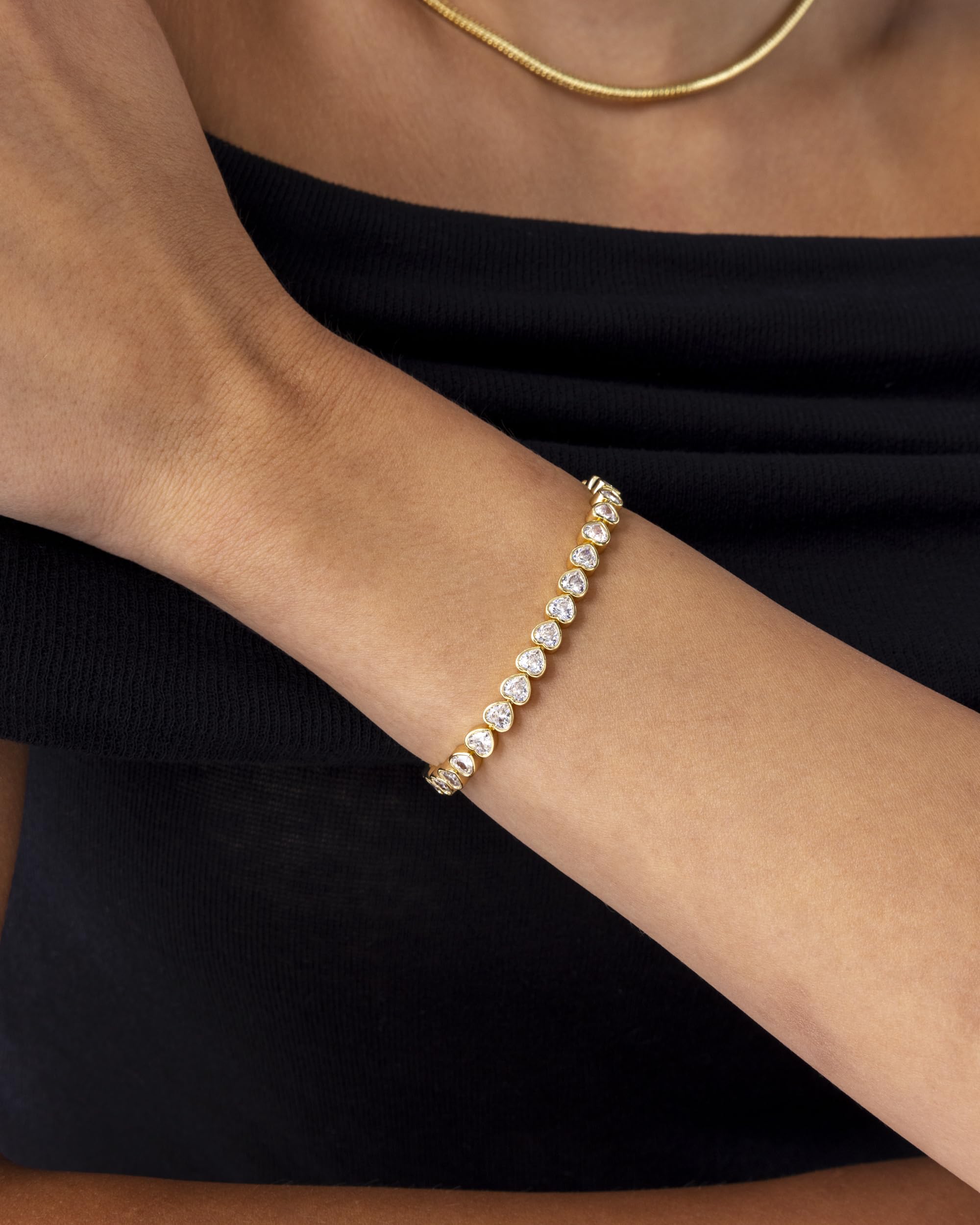 14K Gold-Plated Bezel Tennis Bracelet