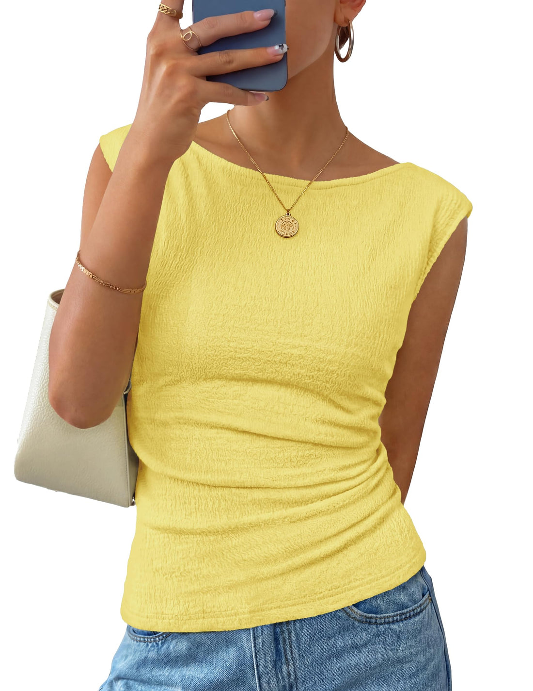 Ruched Boat Neck Tank