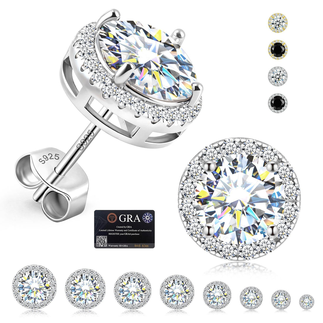 Gold-Plated Halo Moissanite Studs