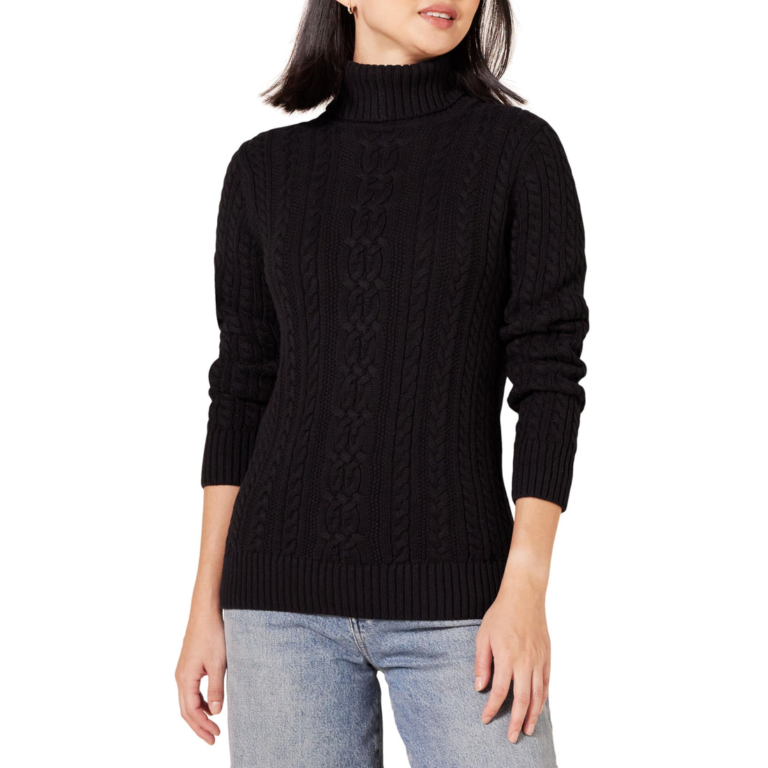 Cable-Knit Turtleneck Sweater
