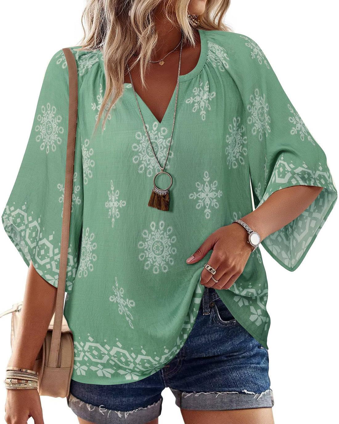 Boho Linen V Neck Top