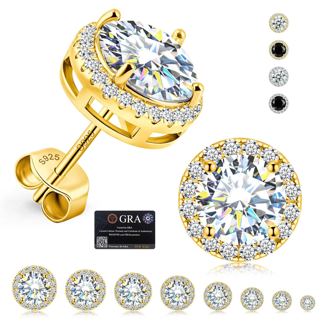 Sterling Silver Moissanite Halo Studs