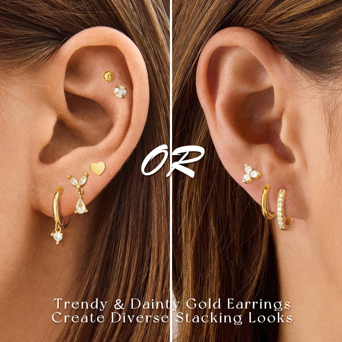 14K Gold-Plated Surgical Steel Hoop Earrings (Set of 12)