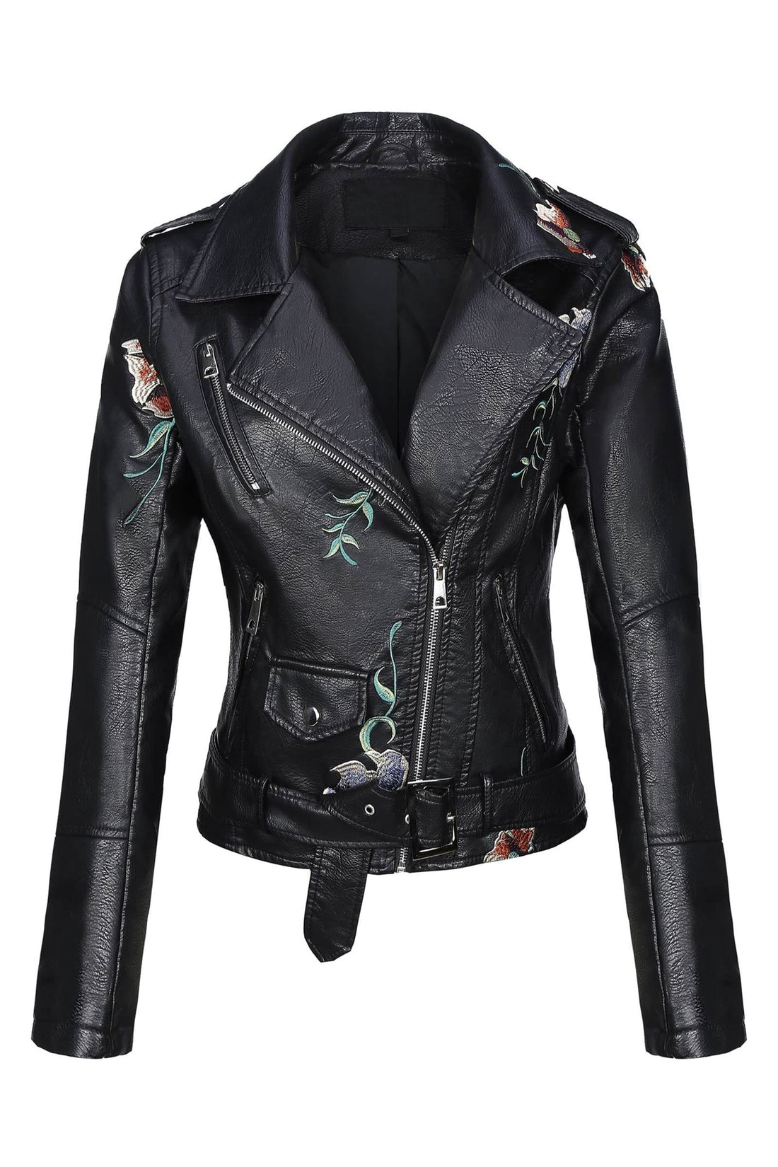 Floral Faux Leather Jacket