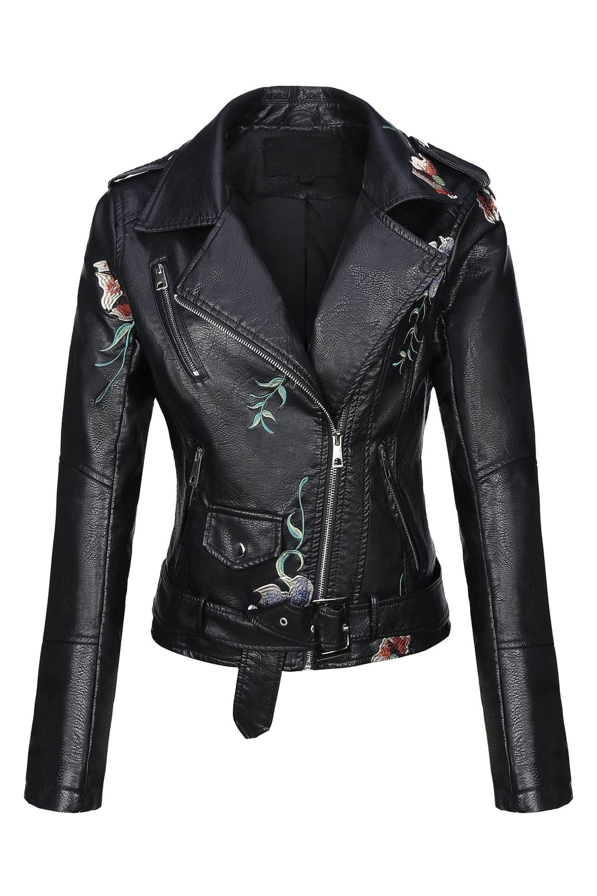 Floral Faux Leather Jacket