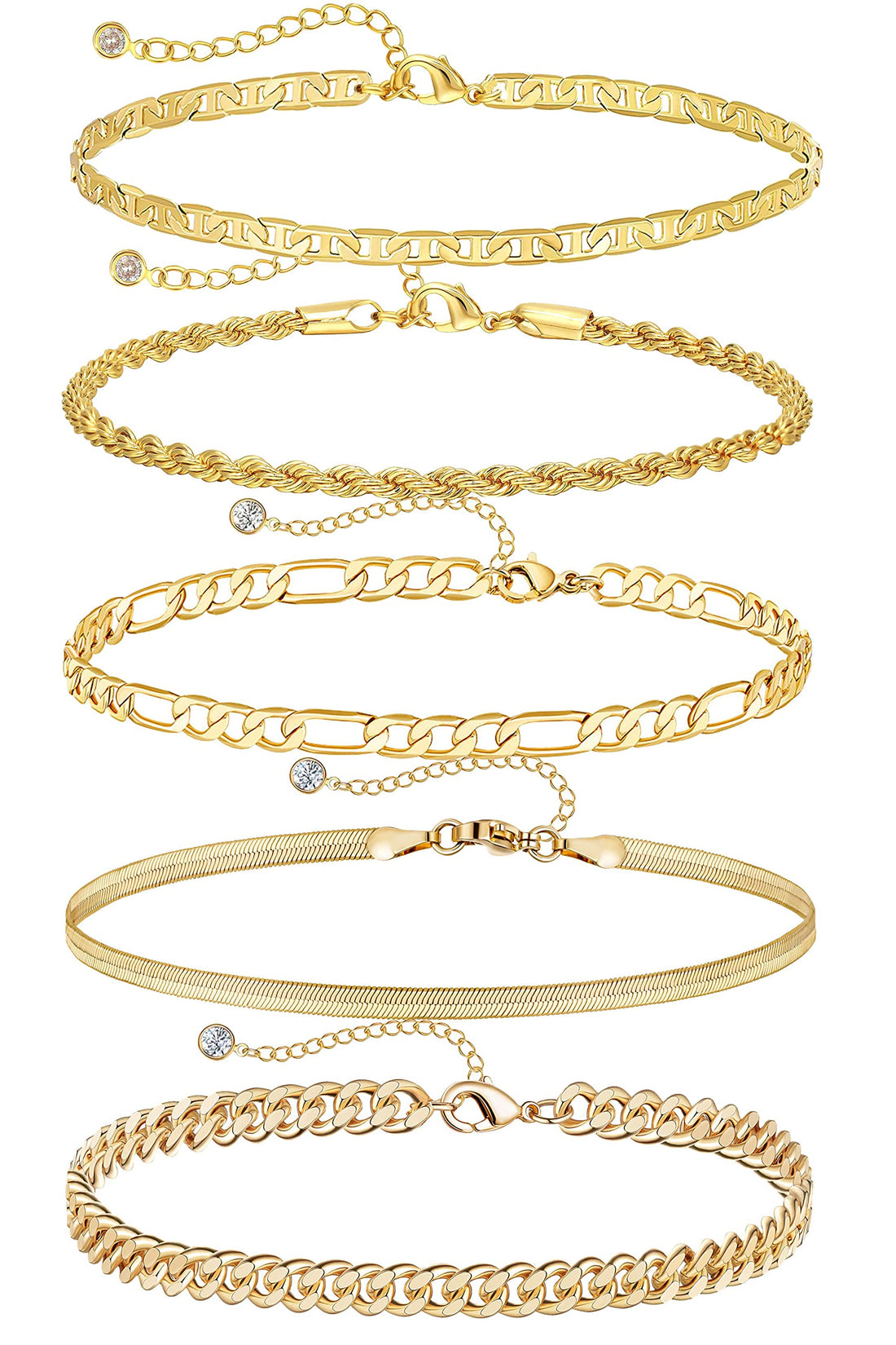 Gold-Plated Anklet Set (Set of 5)
