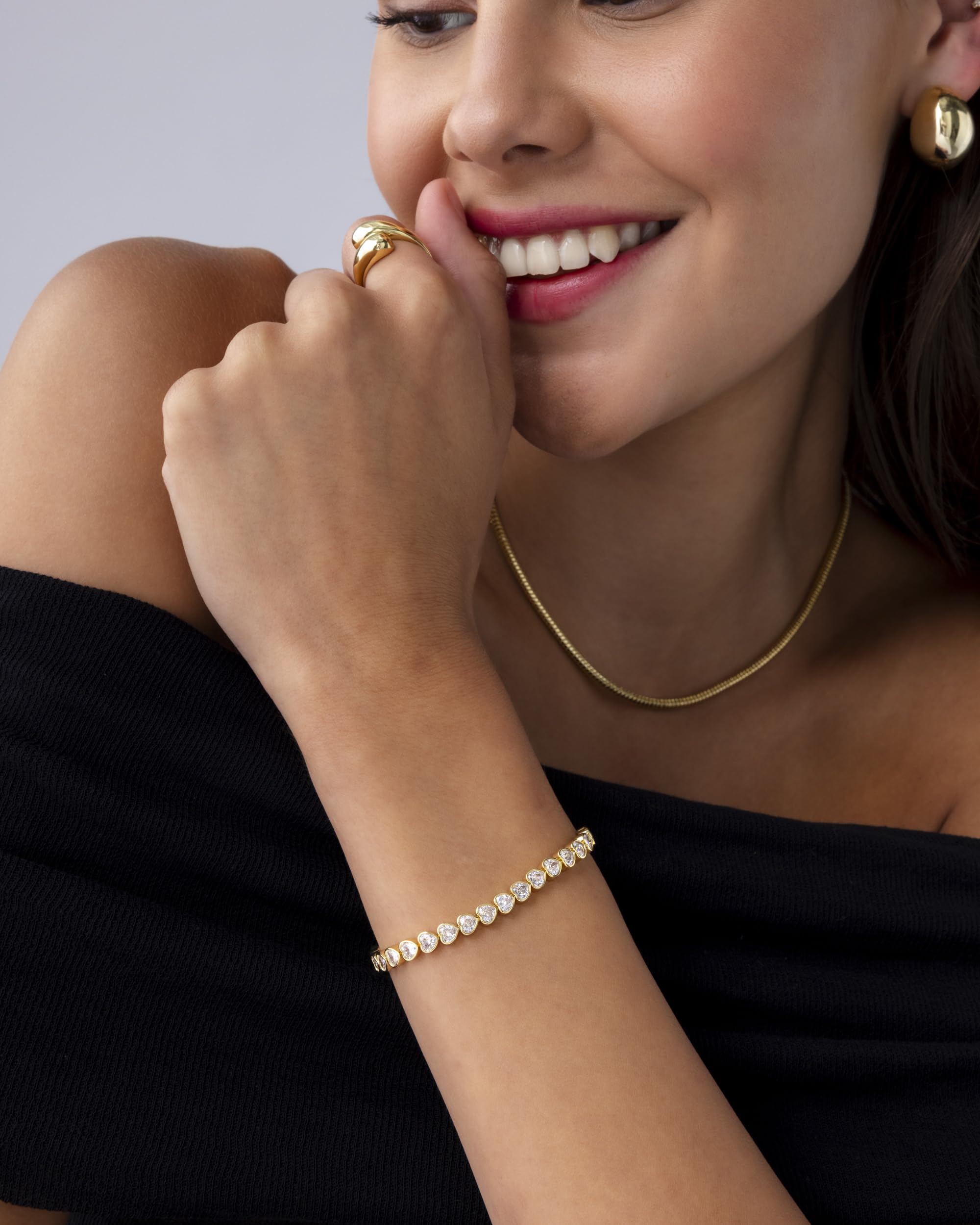 14K Gold-Plated Bezel Tennis Bracelet