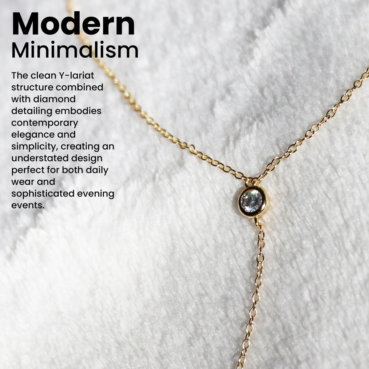 14K Gold-Plated CZ Lariat Necklace