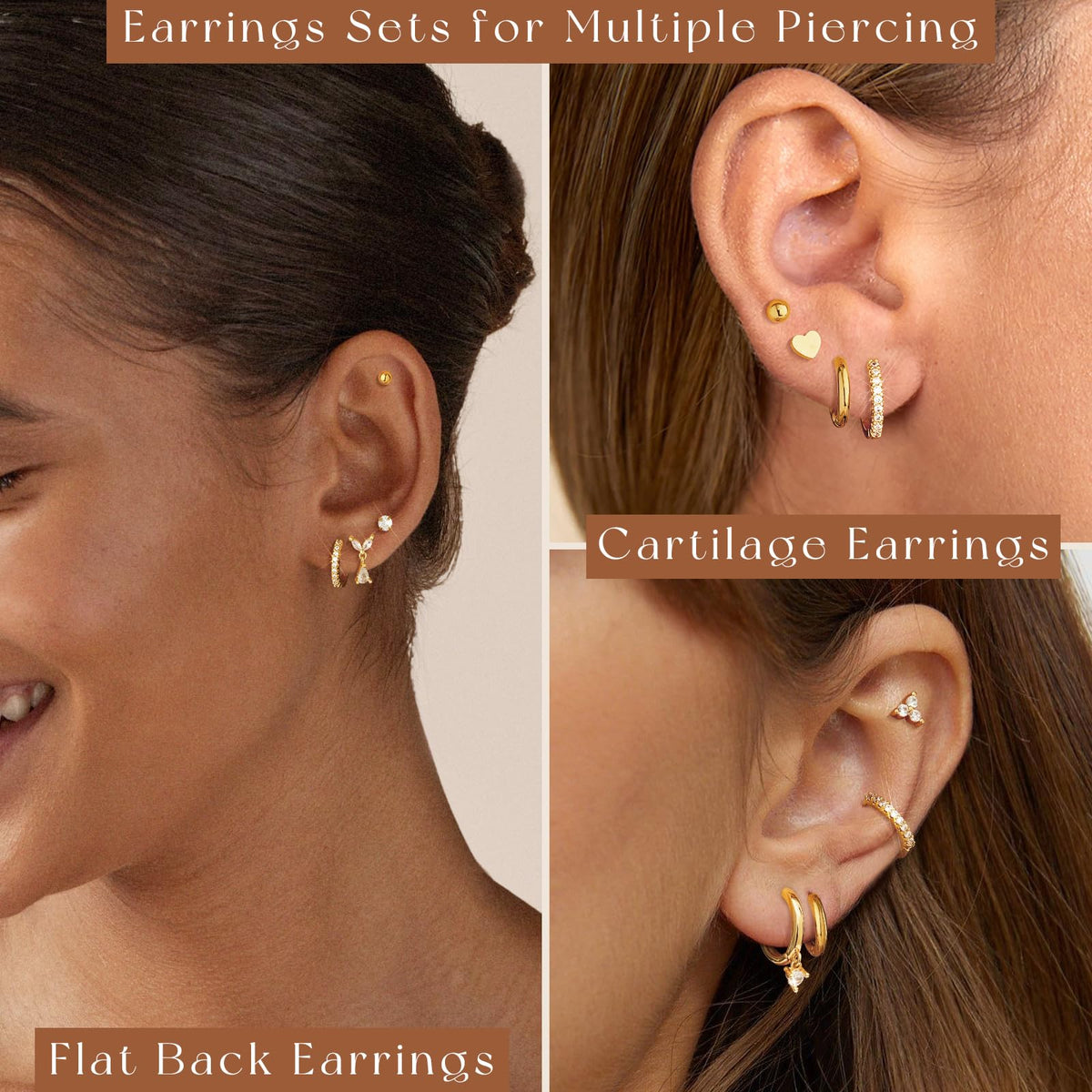 14K Gold-Plated Surgical Steel Hoop Earrings (Set of 12)