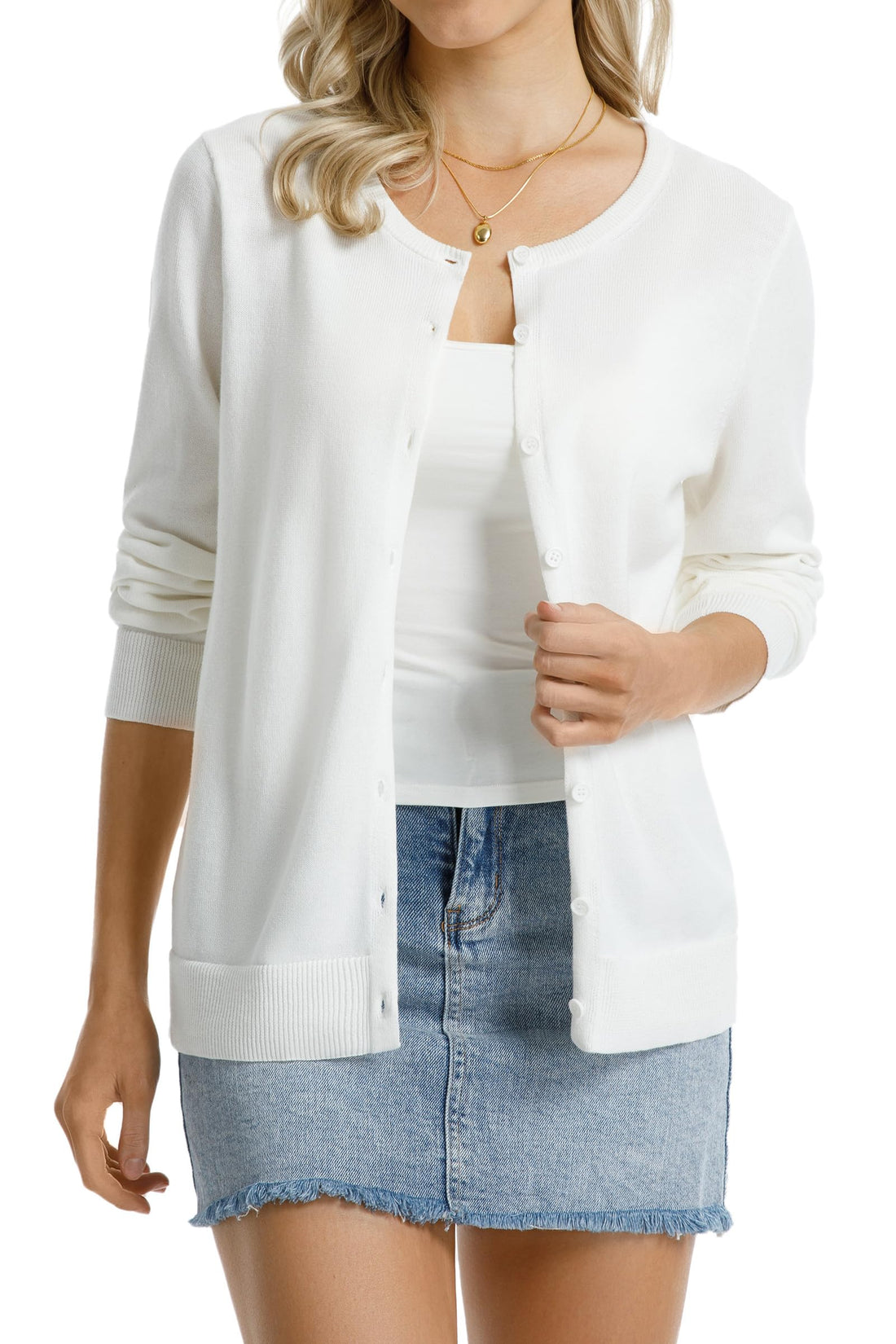 Cotton Crewneck Cardigan