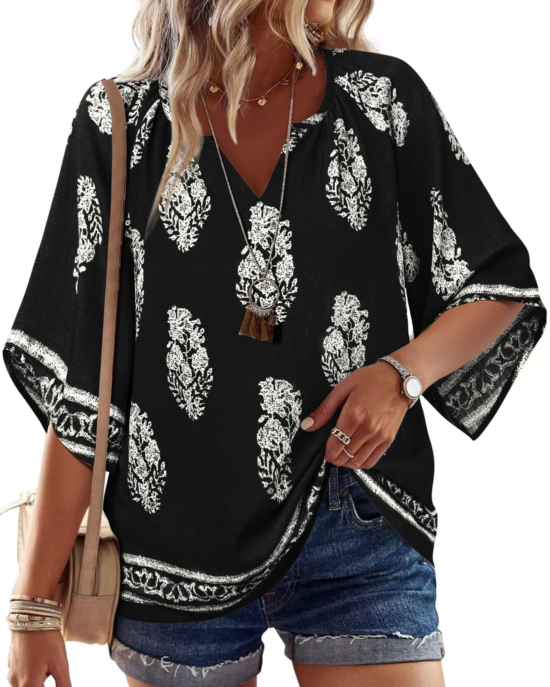 Paisley V-Neck Blouse