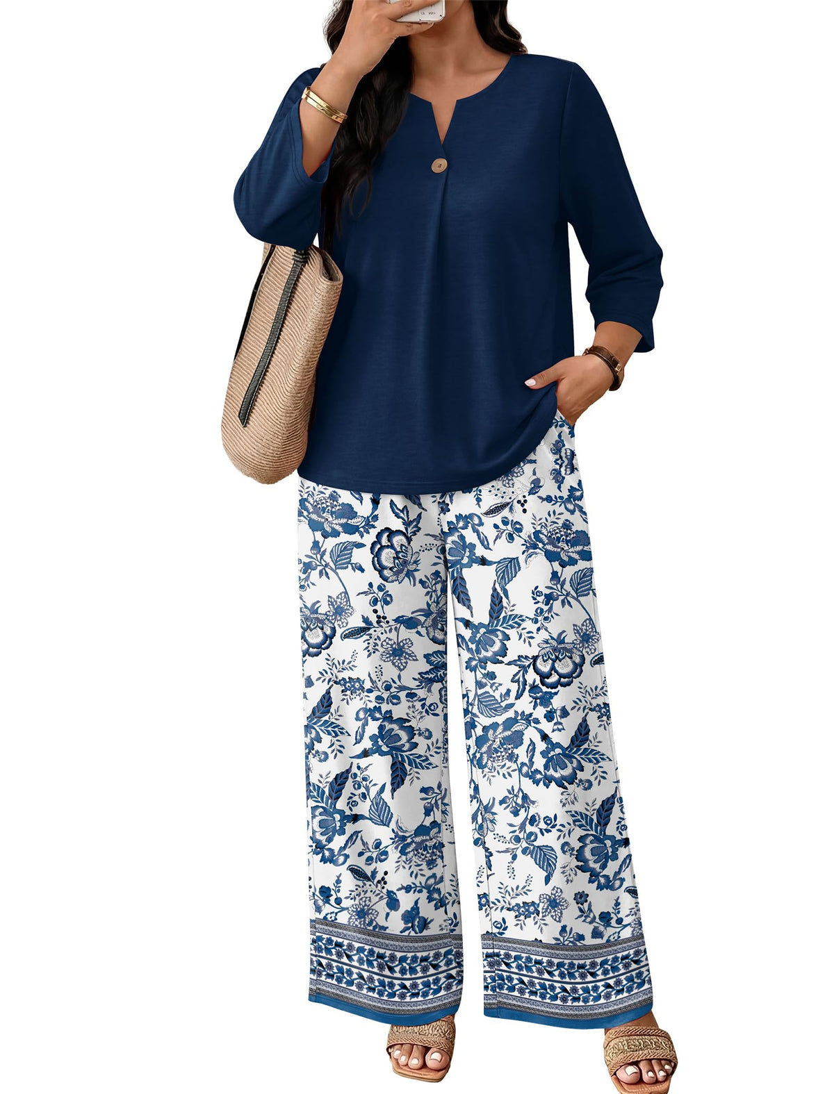 3/4 Sleeve Lounge Set
