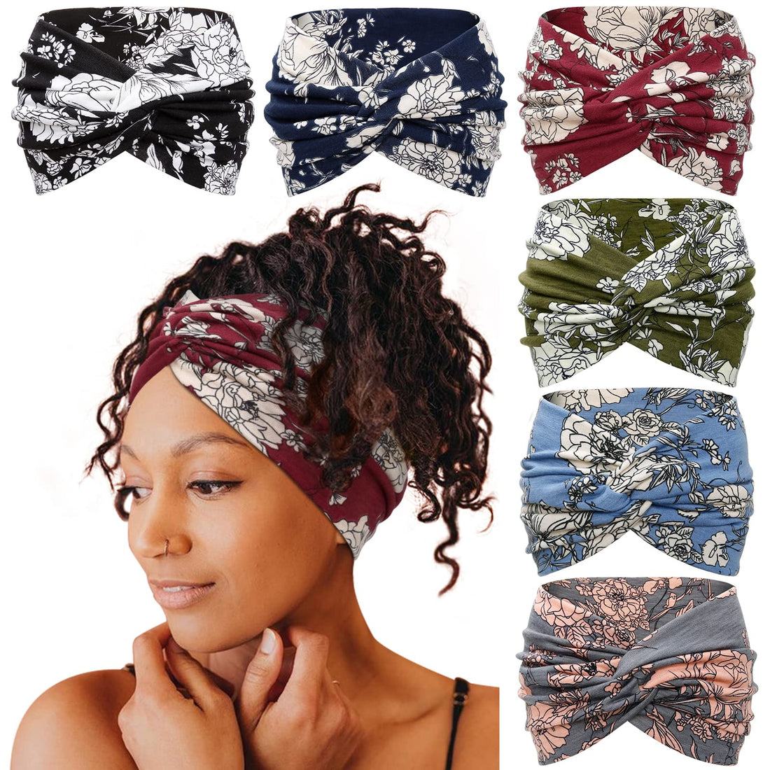 Floral Boho Turban Headband (Set of 6)