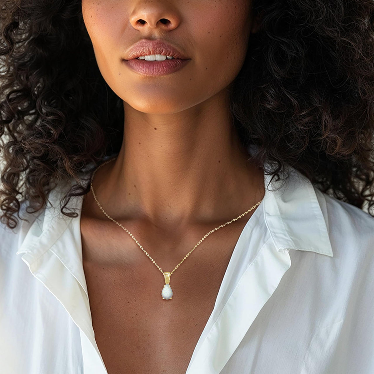14K Gold-Plated Opal Teardrop Necklace