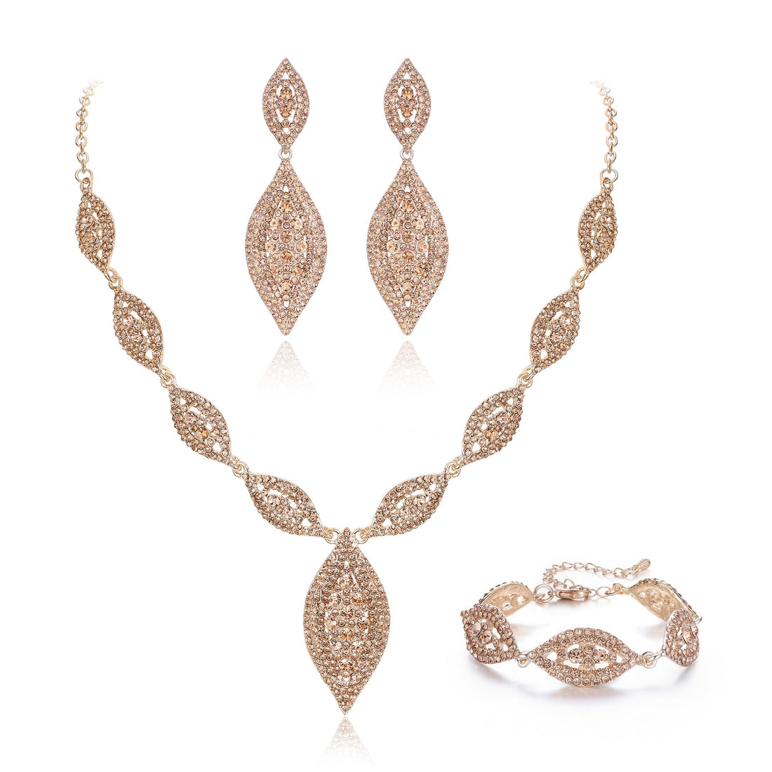 Crystal Leaf Bridal Set