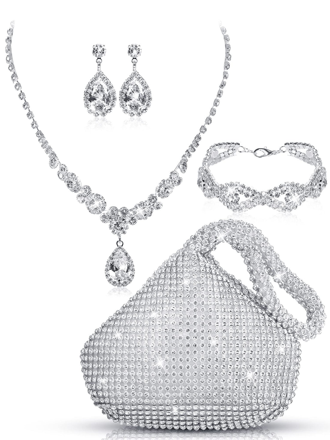 Rhinestone Clutch Jewelry Set (Set of 4)