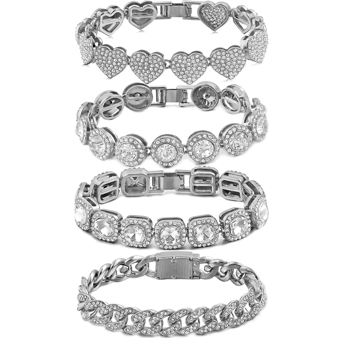 Tennis & Cuban Chain Bracelet (Set of 4)