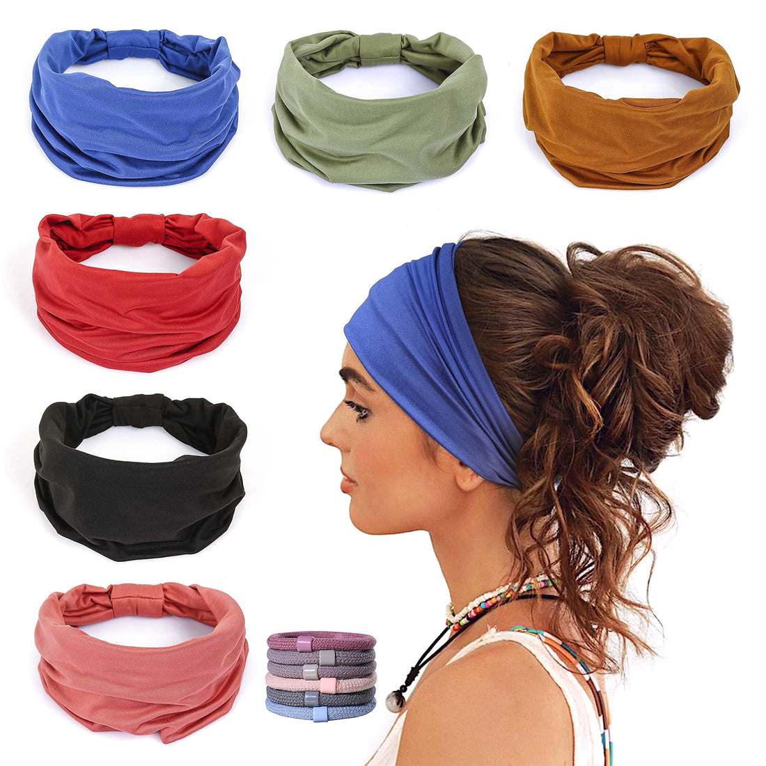Wide Knotted Headbands (Set of 6)