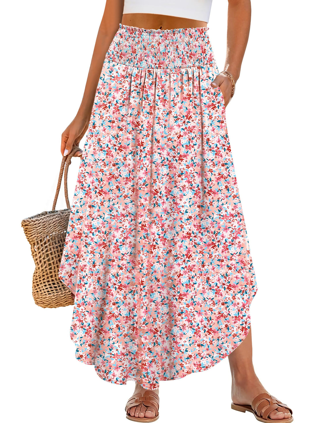 Floral Pleated Maxi Skirt