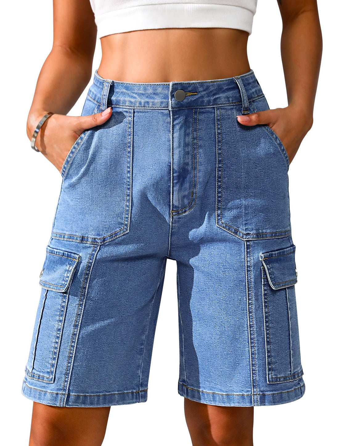 Bermuda Cargo Denim Shorts