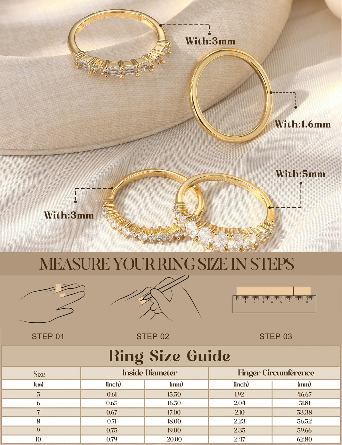 14K Gold-Plated Dainty CZ Ring Set